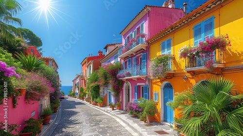 Bright and vibrant historical homes in the charming Old Town of Nice on the French Riviera, Cote d'Azur.