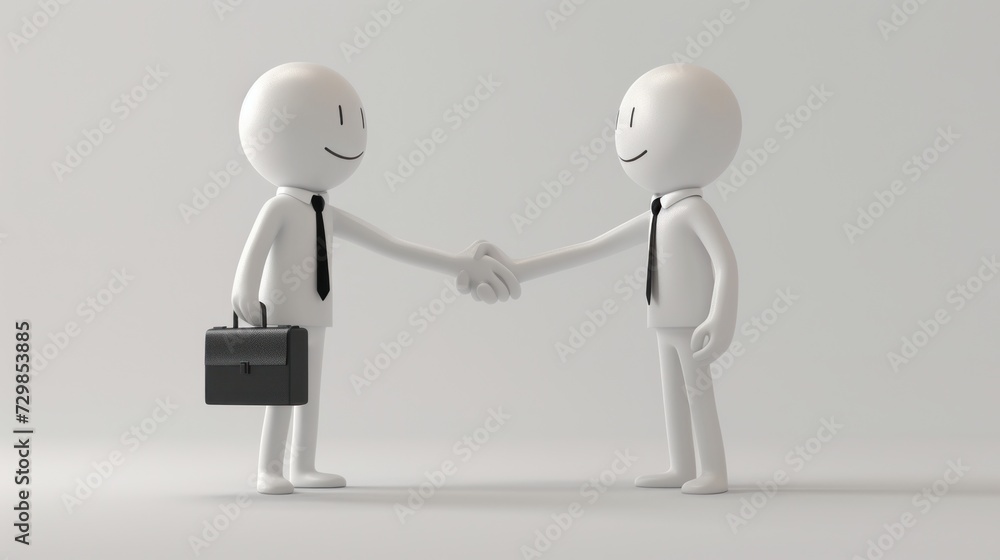 3D Figures Shaking Hands in Business Attire 3D Figures Shaking Hands in Business Attire