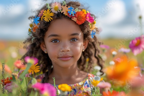 Flower Power A Young Girl Embraces the Flower Crown Trend Generative AI