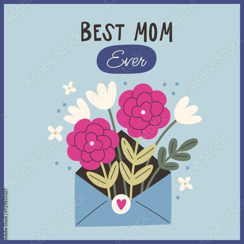 Best Mom Floral Card