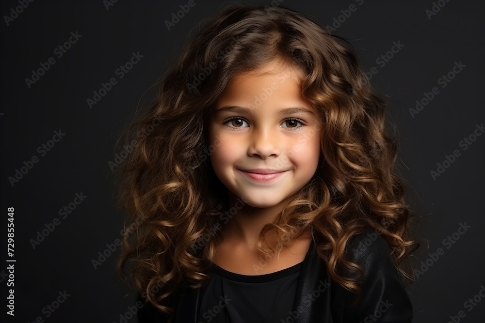 Portrait of a beautiful little girl with curly hair over dark background Portrait of a beautiful little girl with curly hair over dark background
