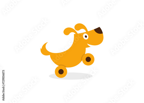 Logo for toy, pet shop or pet training, dog with moving wheel