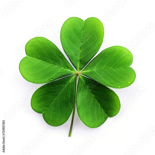 Green clover leaf isolated on white background.