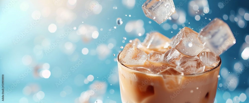 A Glass Of Iced Coffee Is Sitting On A Table A Glass Of Iced Coffee Is Sitting On A Table