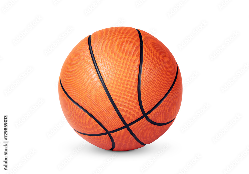 Orange basketball ball on white background