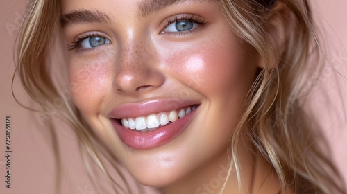 Summer Smile A Glowing Girl's Perfect Teeth Generative AI