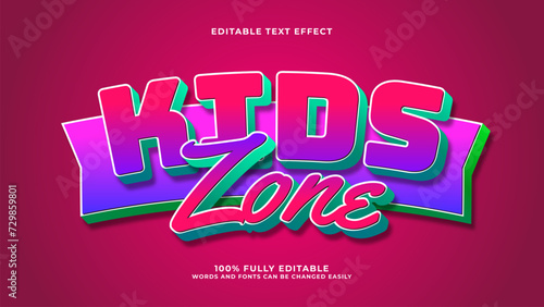 editable text effect kids zone