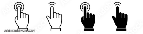 Hand clicking vector icon set. Pointer sign and hand cursor symbol. 