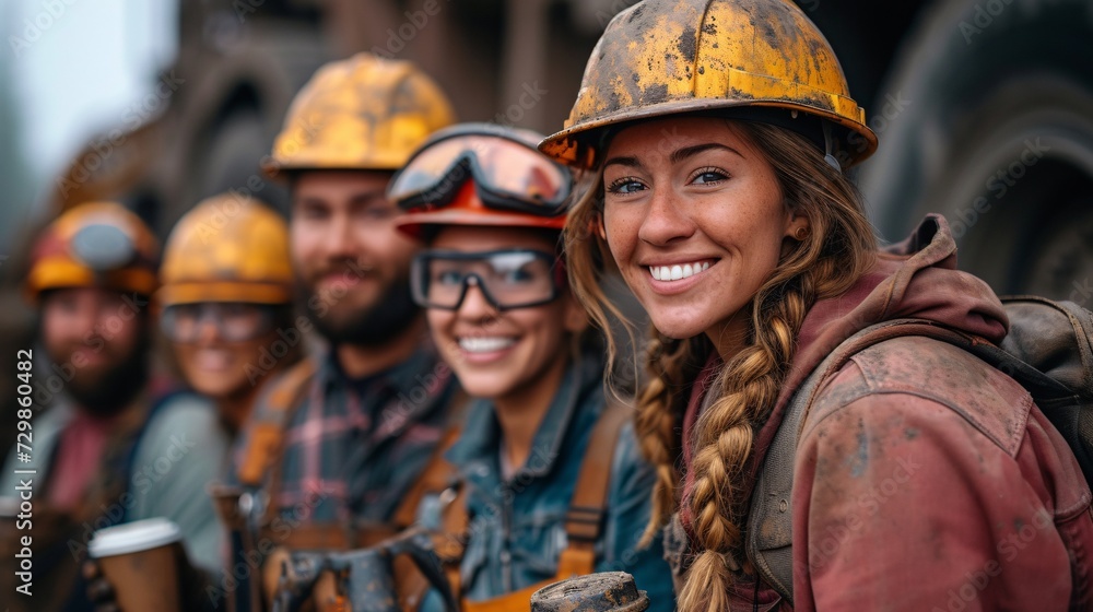 Fototapeta premium Hard Hat Heroes A Celebration of Women in Construction Generative AI