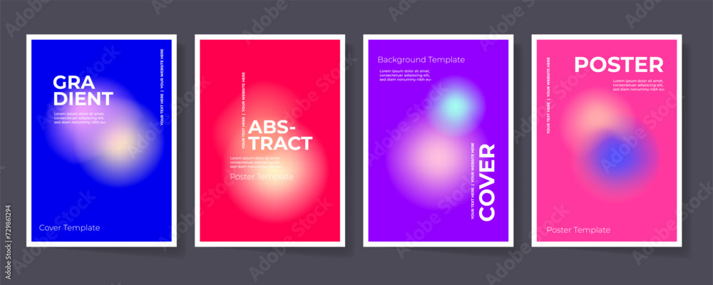 Abstract Poster Set, Gradient Cover Collection, Blurred Shapes. Minimalist Brochure Flyer, Creative Posters for Print and Marketing Promotion. Poster Templates. Vertical Banner Set. Magazine Design