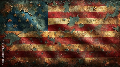 Rusty American Flag A Symbol of Decay and Deterioration Generative AI photo