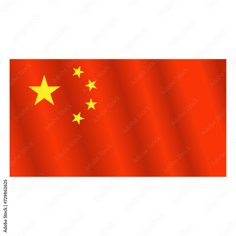 China national flag with waving effect vector China national flag with waving effect vector