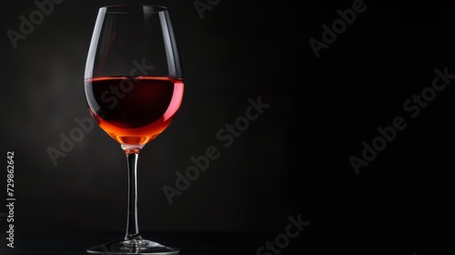 Glass of red wine on a black background.