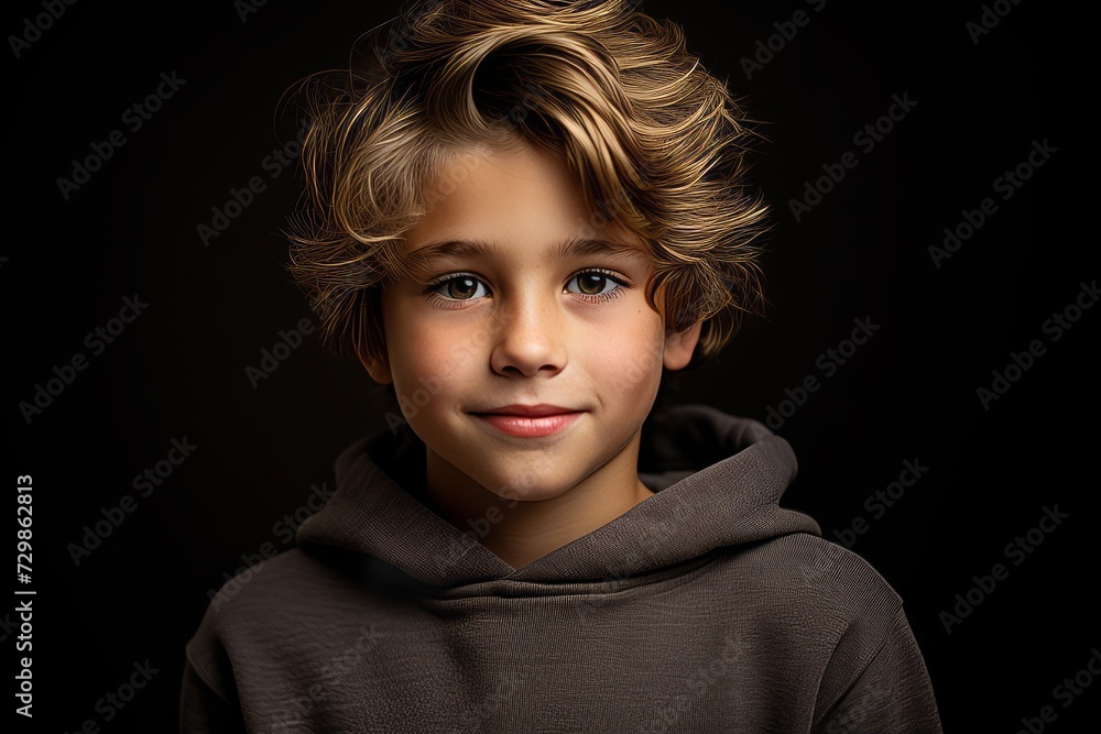 Portrait of a cute little boy with blond hair. Studio shot. Portrait of a cute little boy with blond hair. Studio shot.