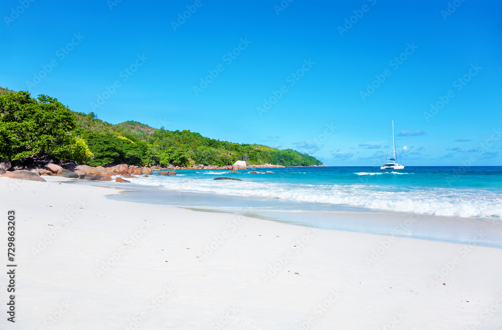 Lazio Beach, Island Praslin, Indian Ocean, Republic of Seychelles, Africa.