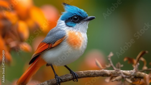 The beautiful indian paradise flycatcher white morph 