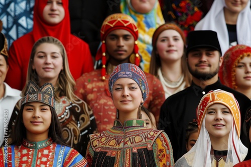 diverse group in traditional ethnic attire from around the world