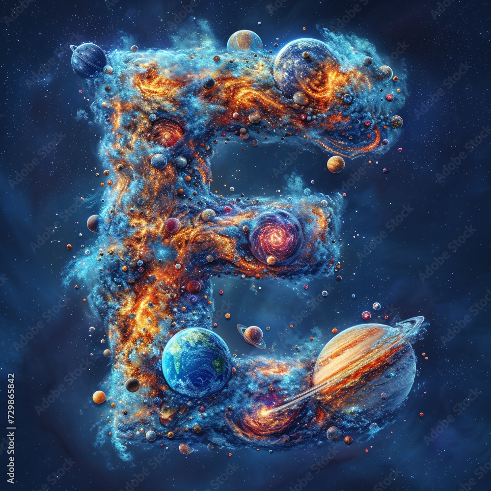 Fantastic F-shaped Nebula A Celestial Sight for the Month of April Generative AI - obrazy, fototapety, plakaty 