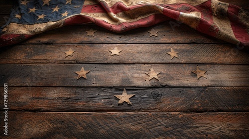 Faded Flag of Freedom A Rustic Tribute to American History Generative AI photo