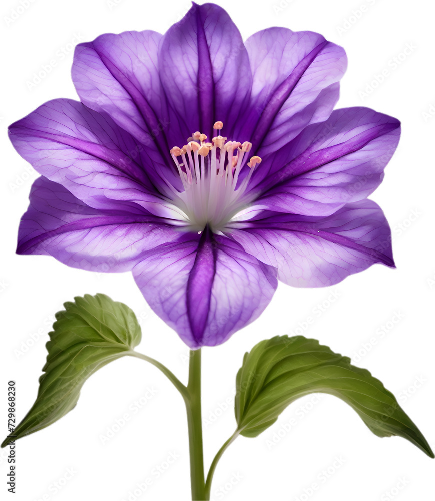 Violet flower. Close-up glowing translucent violet color flower. Violet flower. Close-up glowing translucent violet color flower.