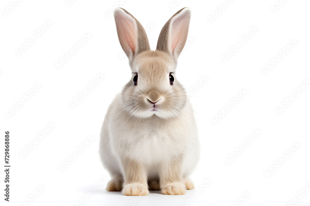 easter bunny On a cute, fluffy white background. Animal symbols of Easter