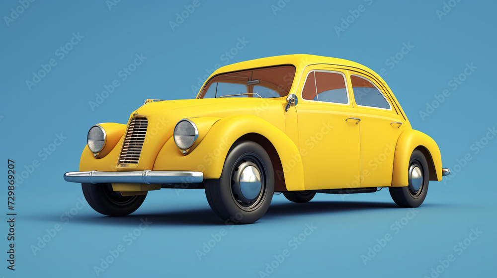 Yellow car retro vintage