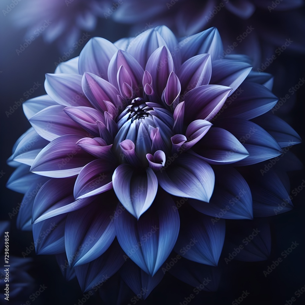 Close-Up View of a Vibrant Purple Dahlia Flower Bloom in Full Detail Close-Up View of a Vibrant Purple Dahlia Flower Bloom in Full Detail