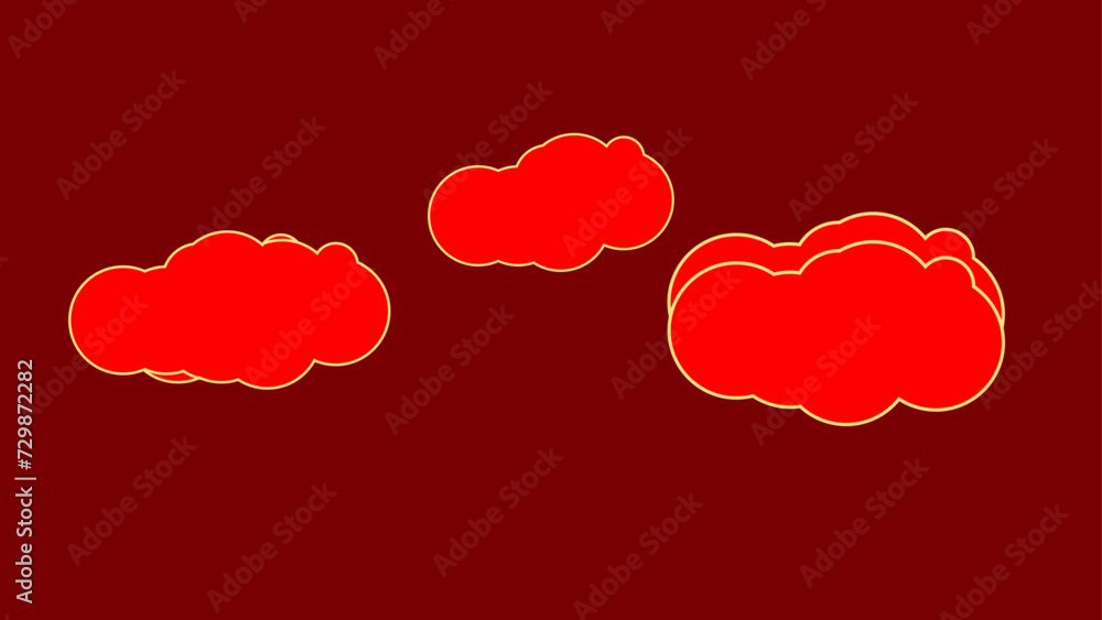  Chinese Gold Cloud Ornament. Set of oriental design vector