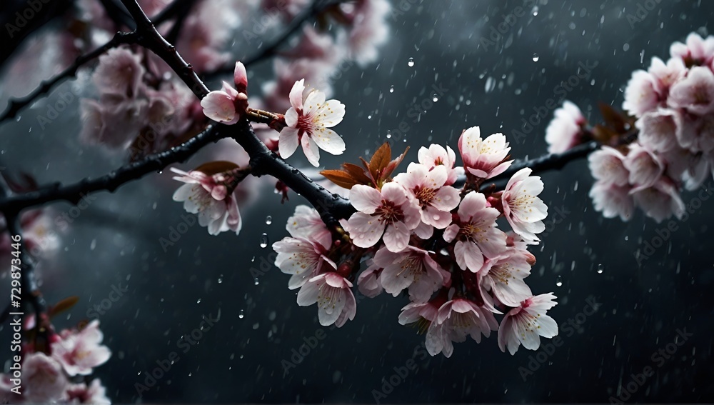 cherry blossoms that bloom when it rains.