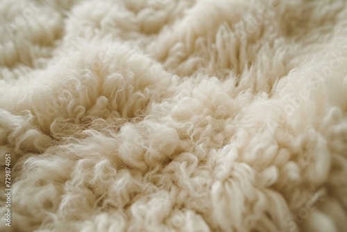 Detailed Texture of Sheep Wool Fleece, Close-up image capturing the intricate texture of a sheep's wool fleece with its natural curls and softness.
