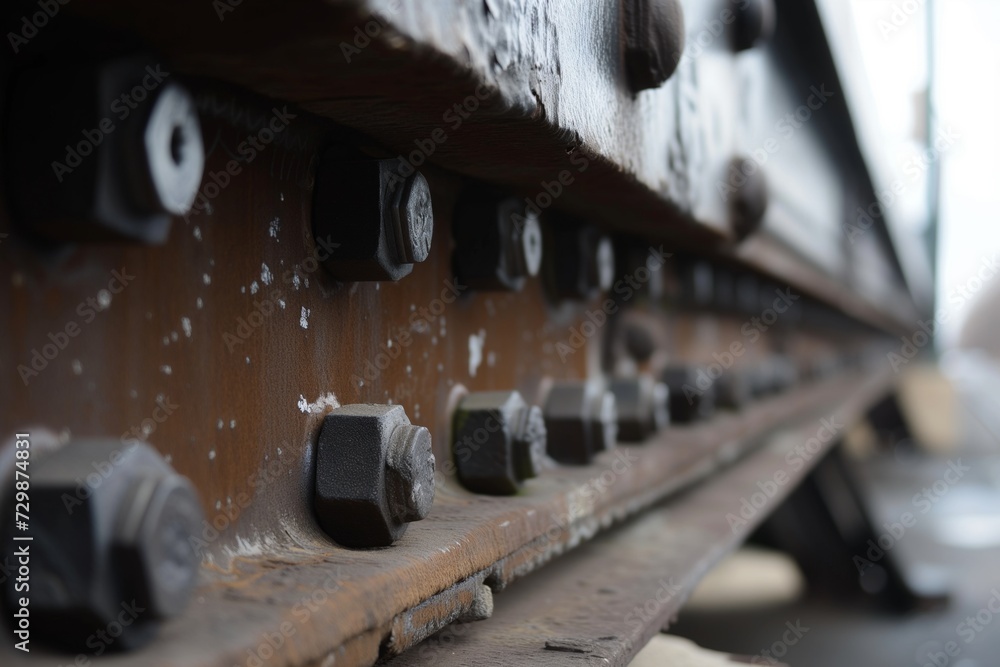 closeup of bolts and joints on bridge underpass closeup of bolts and joints on bridge underpass