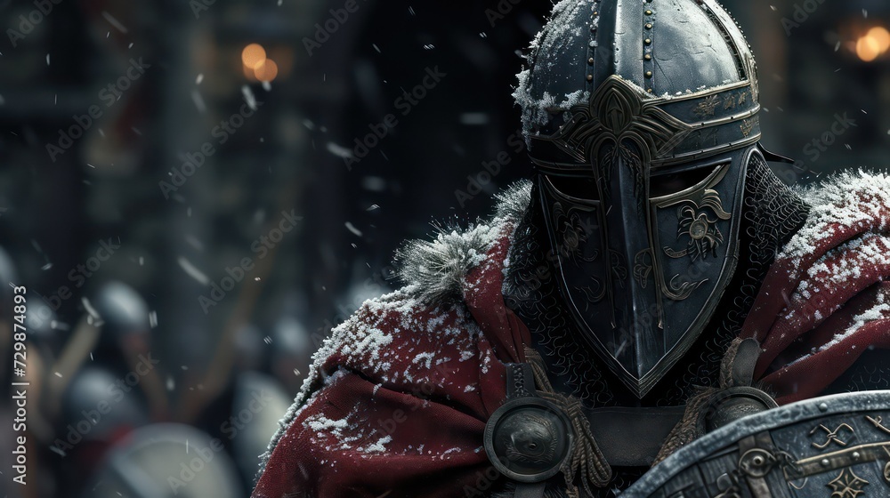 Knight armor on a dark background. Iron armor. Metal armor. Metal armor. Knight armor on a dark background. Iron armor. Metal armor. Metal armor.