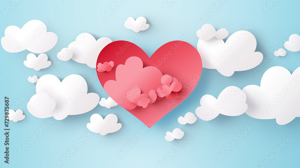 valentines day sale background with heart shape and clouds on blue sky background valentines day sale background with heart shape and clouds on blue sky background