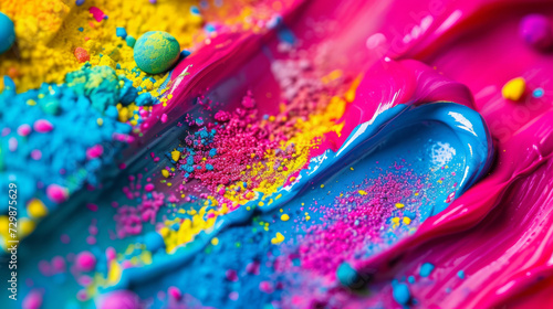 Holi color festival vibrant colours powder. Vibrant color. Colorful rainbow flower brackground. background suitable for your banner, poster, flyer and more design photo