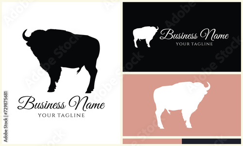 silhouette buffalo bull bison logo