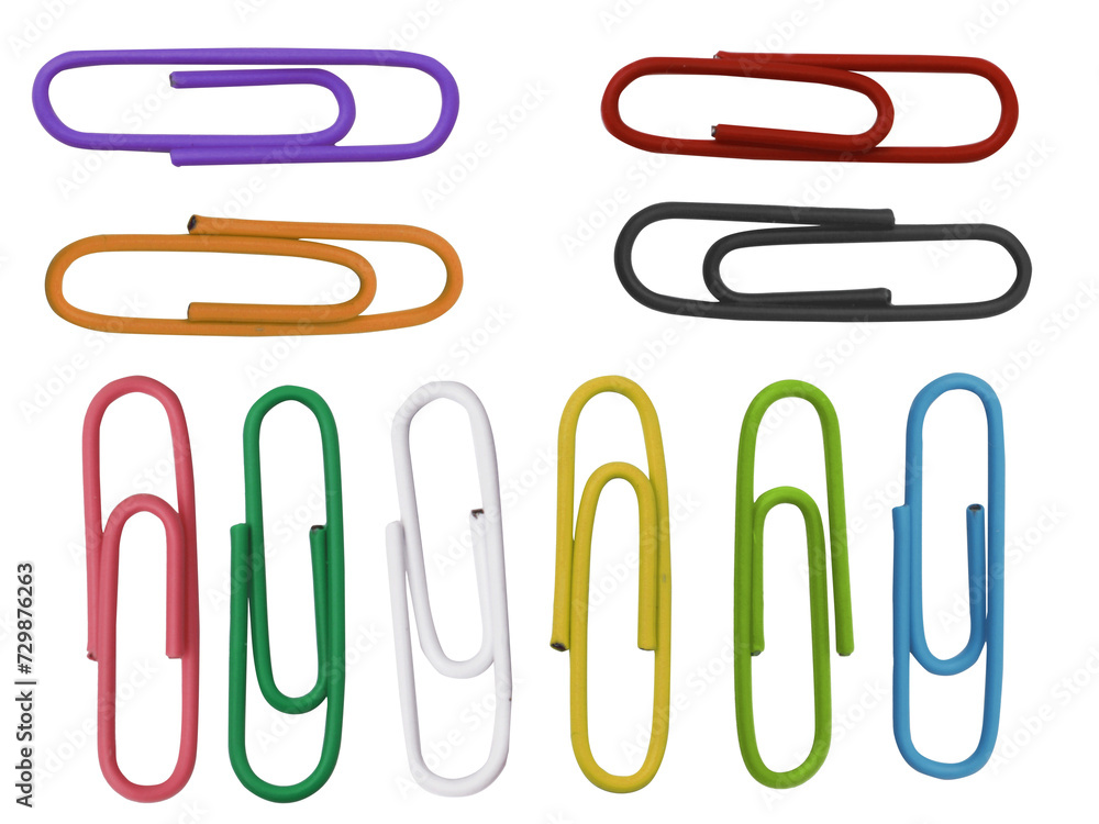 Colorful paper clip office business supplies, cut out isolated Colorful paper clip office business supplies, cut out isolated