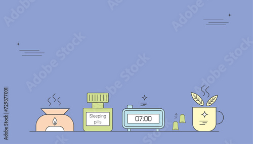 Vector illustration of healthy sleep and insomnia theme