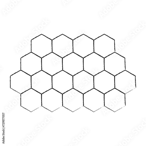 Honeycomb structure. Propolis. Doodle hand drawn honeycomb. Honey, pollen, wax, parchment and bee products in sketch style. Stock black and white illustration on a white background.