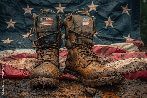 Dirty Boots on a Flag A Patriotic Statement Generative AI
