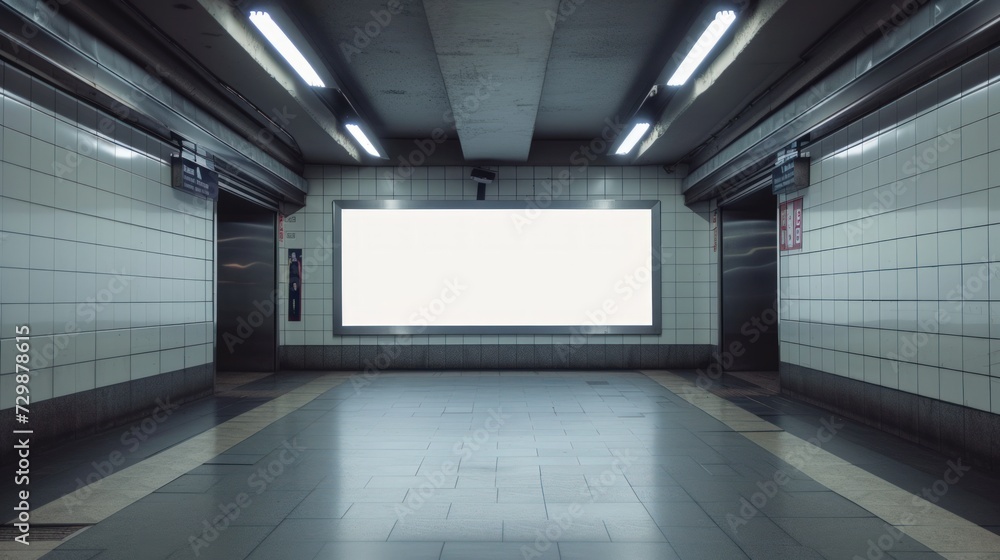 Mockup panoramic billboard in underground Mockup panoramic billboard in underground