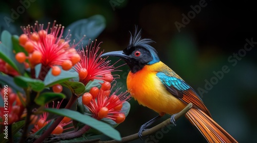 Twelve wired bird of paradise Seleucidis melanoleucus photo