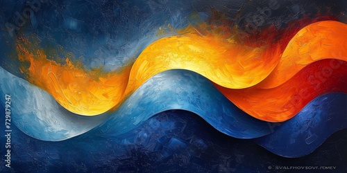 Wave of the Month Blue and Orange Swirl Generative AI photo