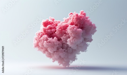 Pink heart made from clouds. Valentine's day holiday concept.