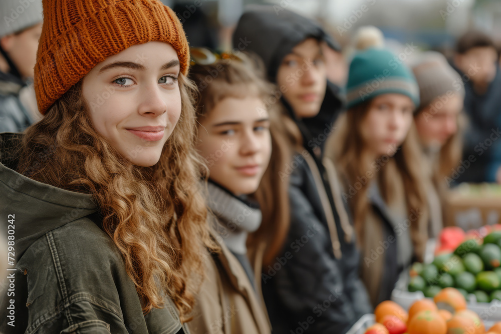 A group of teenagers organizing a fundraiser for a local charity, embodying youth activism and social care. Concept of youth engagement and community service. Generative Ai. A group of teenagers organizing a fundraiser for a local charity, embodying youth activism and social care. Concept of youth engagement and community service. Generative Ai.
