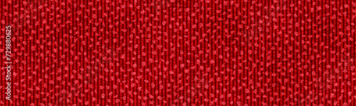 Bright red boucle fabric in a seamless pattern. Top view of the texture of the material with knots. Vector illustration. Suit wool tweed or upholstery cloth.