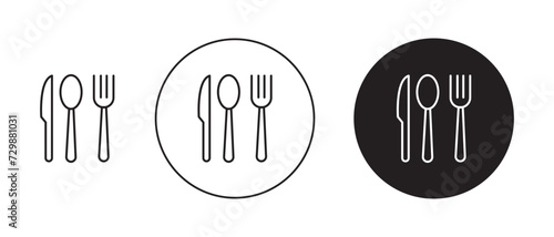 Cutlery Vector Illustration Set. Dinner Dining Plate Sign in Suitable for Apps and Websites UI Design Style. photo