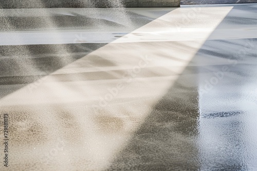 sprinkling color hardener on wet concrete floor