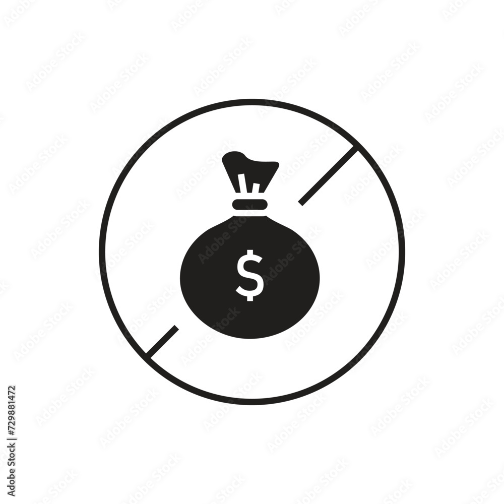 No dollar money bag icon design, isolated on white background, vector illustration No dollar money bag icon design, isolated on white background, vector illustration