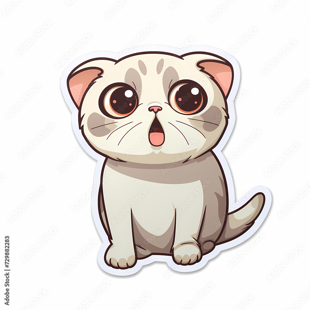 Obraz premium Design sticker cartoon of cat happy funny smile.