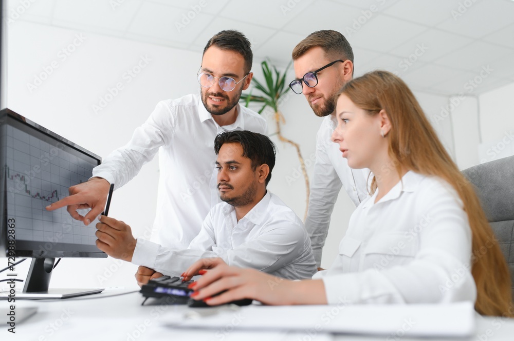 Fototapeta premium Business team working on their business project together at office.